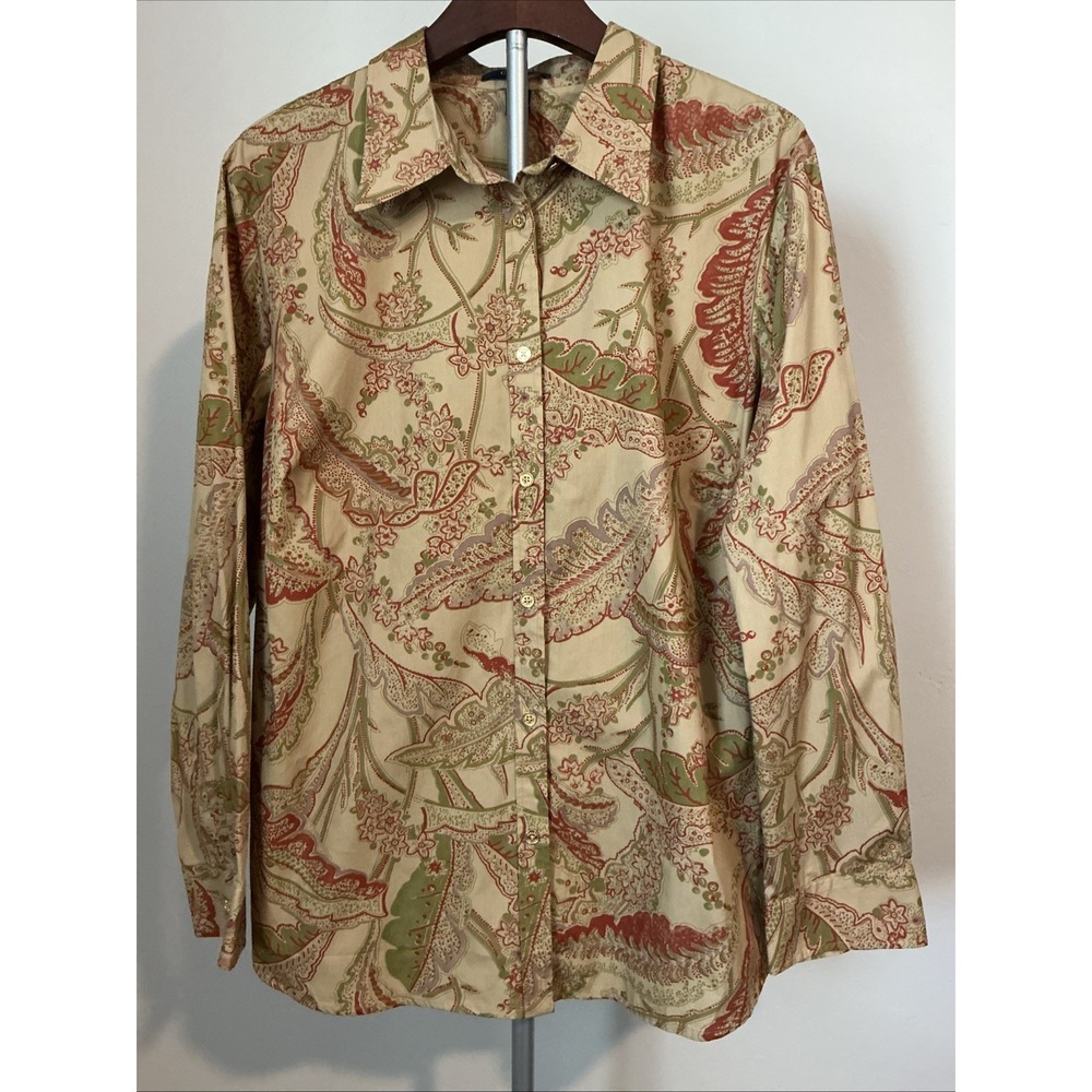 Chaps Women's Long Sleeve‎ Plus Size 2X Button Down Collared Fall Floral Blouse